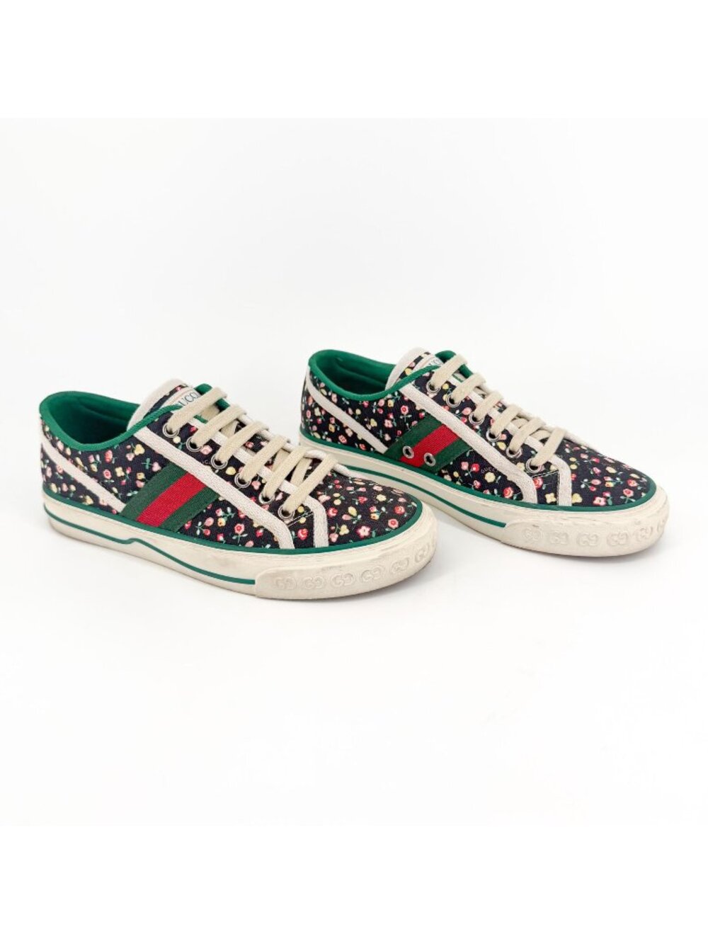 Gucci Liberty London Tennis 1977 Floral Sneakers Black Size 37 US 7 Women’s